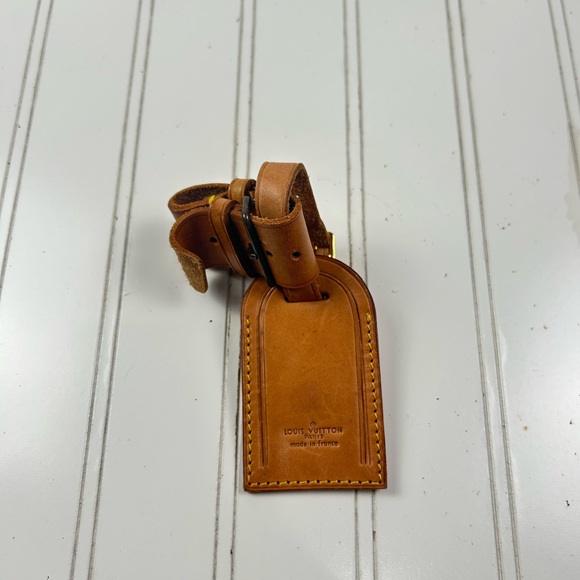 Louis Vuitton Tan Leather Luggage Tag Vintage - Picture 2 of 5